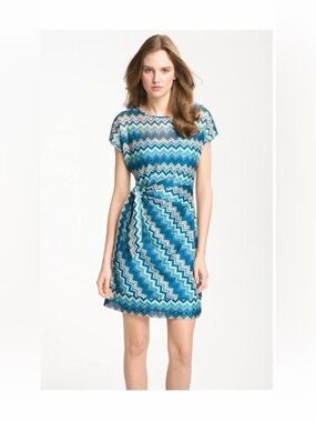 Donna Morgan Dolman Sleeve Zigzag Side Tie Dress Size 2